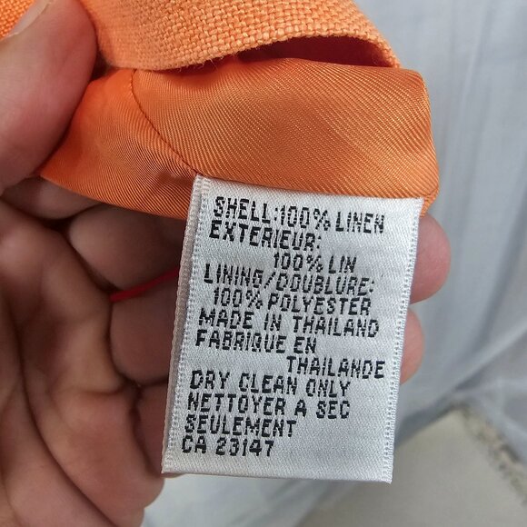 Vintage Talbots Orange Irish Linen Jacket Preppy Minimalist 22W - Picture 12 of 13